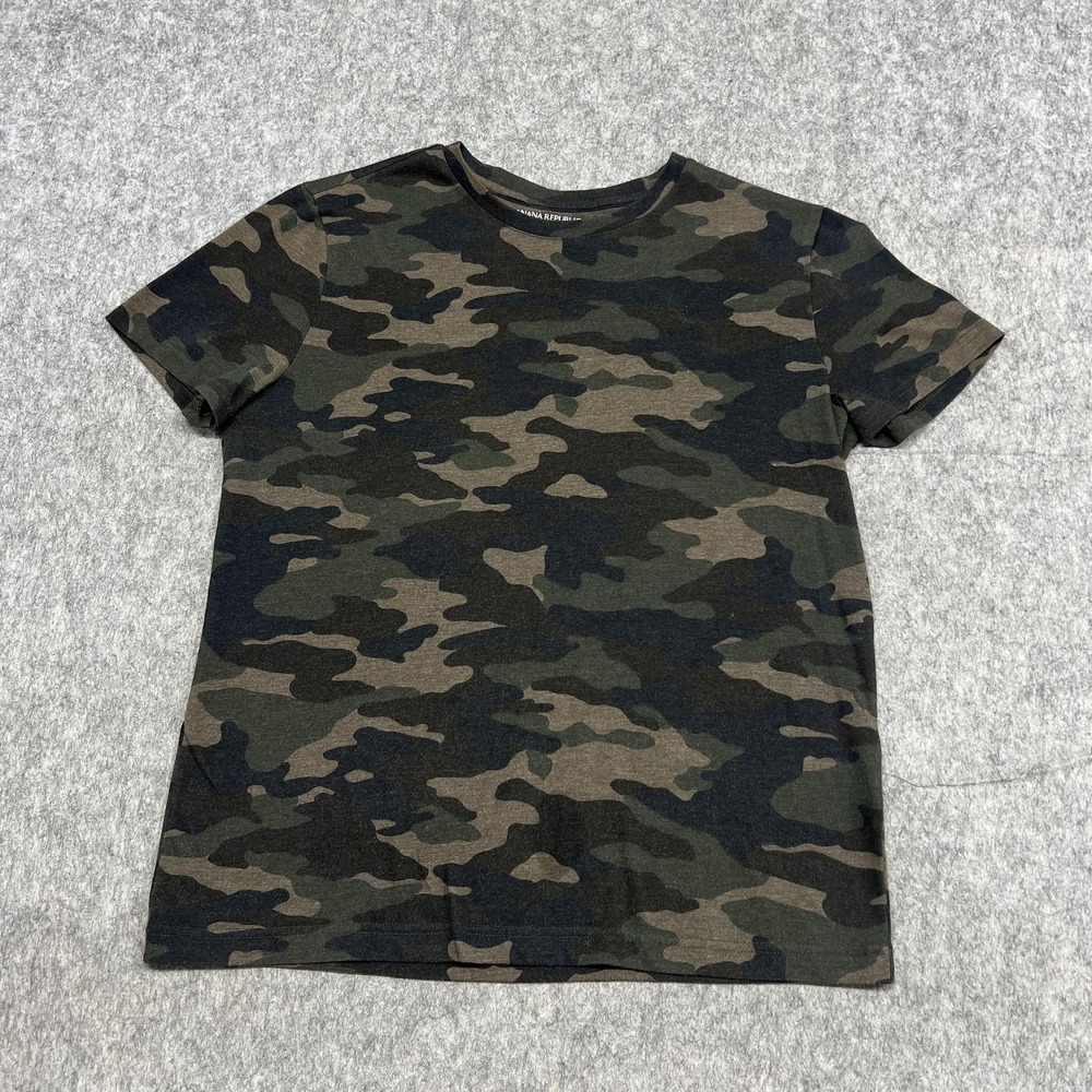 Banana Republic Shirt Mens Medium Green Camouflage Crewneck Cotton Blend Tee